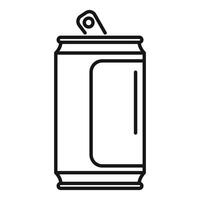 Aluminum can with open ring pull tab icon, thin line style vector