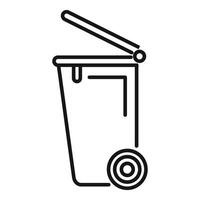 Open trash bin with one wheel is waiting for garbage vector
