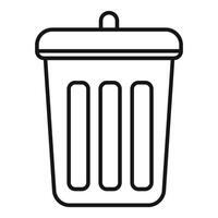 Black outline trash can icon showing removal of garbage vector