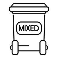 Mixed waste wheelie bin for recycling sorting showing trash separation vector