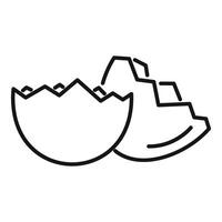 Empty eggshell broken in two halves line icon vector