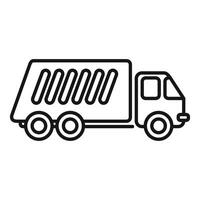 Garbage truck collecting waste side view line art icon vector