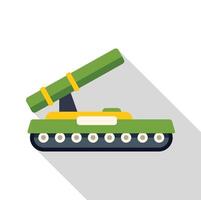 Military tank with missile launcher targeting enemy in flat design vector