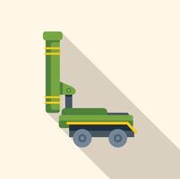 Military rocket launcher standing on wheeled platform with long shadow vector