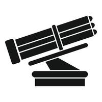 Multiple rocket launcher system firing rockets icon vector