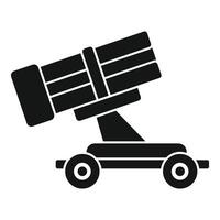 Ancient military rocket launcher standing on wheels icon vector