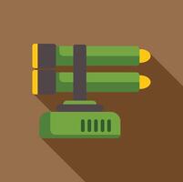 Multiple rocket launcher standing on platform with long shadow vector
