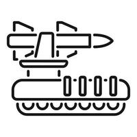 Military missile launcher system on tracked vehicle platform icon vector