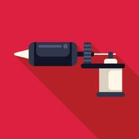 Tattoo machine drawing ink from inkwell on red background vector