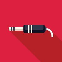 Black audio jack plug connecting on red background vector
