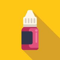 E liquid bottle with long shadow on yellow background vector