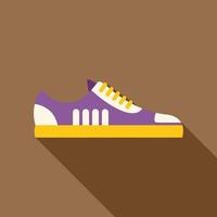Purple sneaker with yellow sole casting long shadow vector