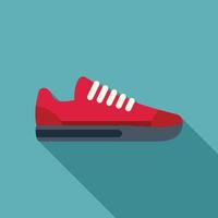 Red sneaker standing on blue background with long shadow vector
