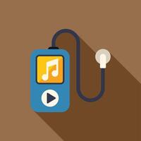 Blue music player playing song with earphones connected vector