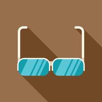Blue sunglasses resting on brown background with long shadow vector