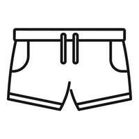 Line icon of shorts with pockets, elastic waistband, and drawstring vector