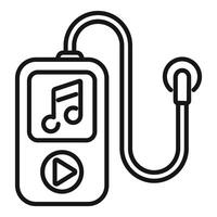 Music player device with earphones for listening audio files vector