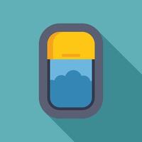 Airplane window showing blue sky and clouds during flight vector