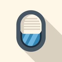 Airplane window with lowered shade showing blue sky vector