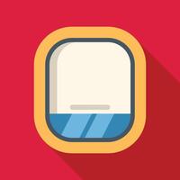 Airplane window with clouds reflecting during flight vector