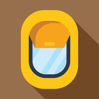 Airplane window with closed sunshade reflecting light vector
