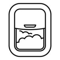 Airplane window is showing clouds and birds flying in the sky vector