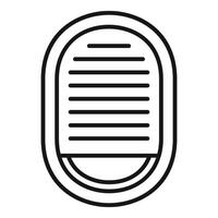 Airplane window with closed oval window blind offering privacy vector