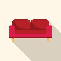 Red sofa standing in living room with long shadow vector