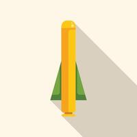 Yellow missile standing with green fins and long shadow vector