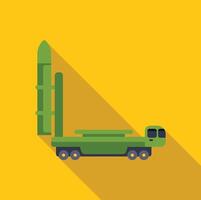 Mobile ballistic missile launcher truck standing with opened rocket hatch vector