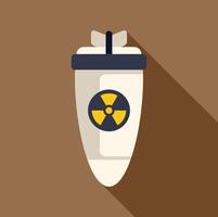 Atomic bomb with yellow radioactive sign and long shadow vector