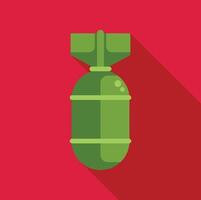 Green bomb falling down with a long shadow on red background vector