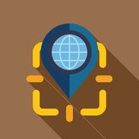 Global positioning system pinpointing location on digital map vector
