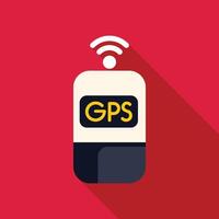 Gps device sending a wireless signal on red background vector