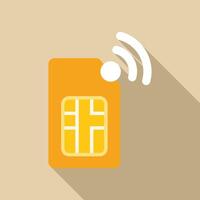 Sim card sending wireless signal for mobile phone communication vector