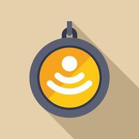 Round sensor detecting human presence icon with long shadow vector