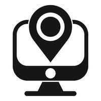 Computer screen showing location pin icon vector