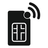 Mobile sim card emitting signal icon glyph style vector