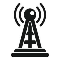 Simple black and white icon of a radio tower transmitting signals vector
