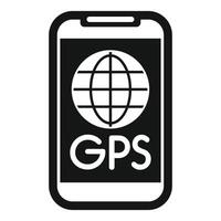 Smartphone showing gps navigation system with world grid icon vector