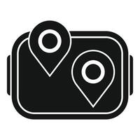 Virtual reality glasses showing two location pins icon vector