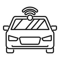 Line drawing of a self driving car using a wireless network connection vector