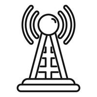 Telecommunication tower transmitting radio waves icon vector