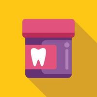 Dental floss container promoting oral hygiene with bright colors and long shadow vector