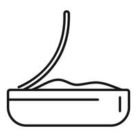 Incense stick burning in bowl for meditation and relaxation line icon vector