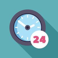 Clock showing twenty four hours open around the clock concept vector