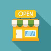 Small business storefront with open sign is displaying welcome vector