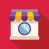 Store building facade showing open hours with clock icon vector