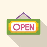 Green open sign hanging and casting a shadow vector