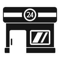 Convenience store building facade with open sign icon vector